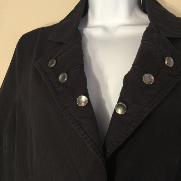 RANK Vintage Black Band Style Jacket XL Retro Button Cotton Blend Rocker Blazer - Picture 3 of 13